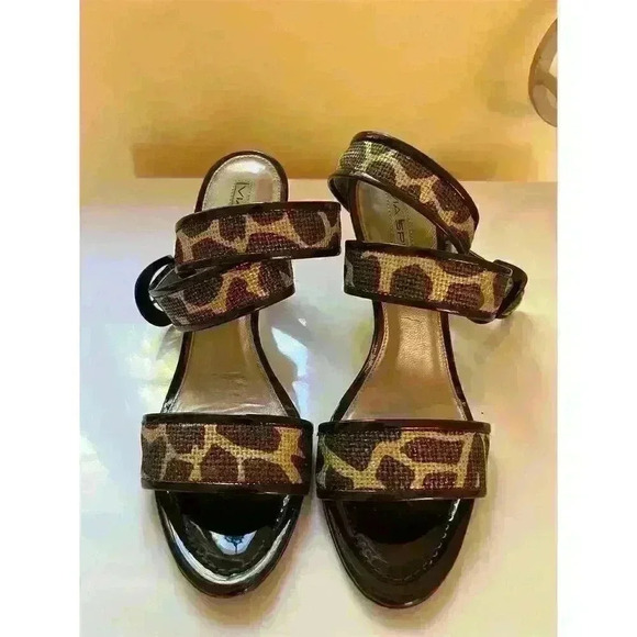 Via Spiga Women's Animal Print Strappy Sandals Size 8M Brown/Beige Stiletto Heel - Picture 3 of 8